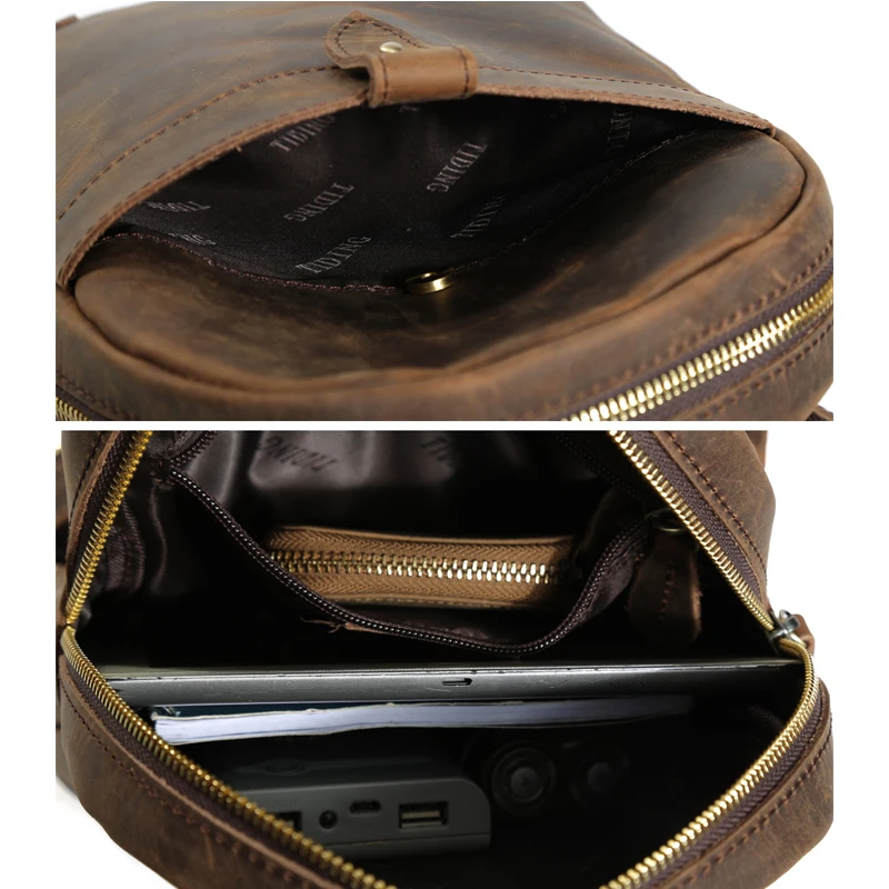 Tiding маленький рюкзак из натуральной кожи для iPad мужская сумка через плечо в стиле