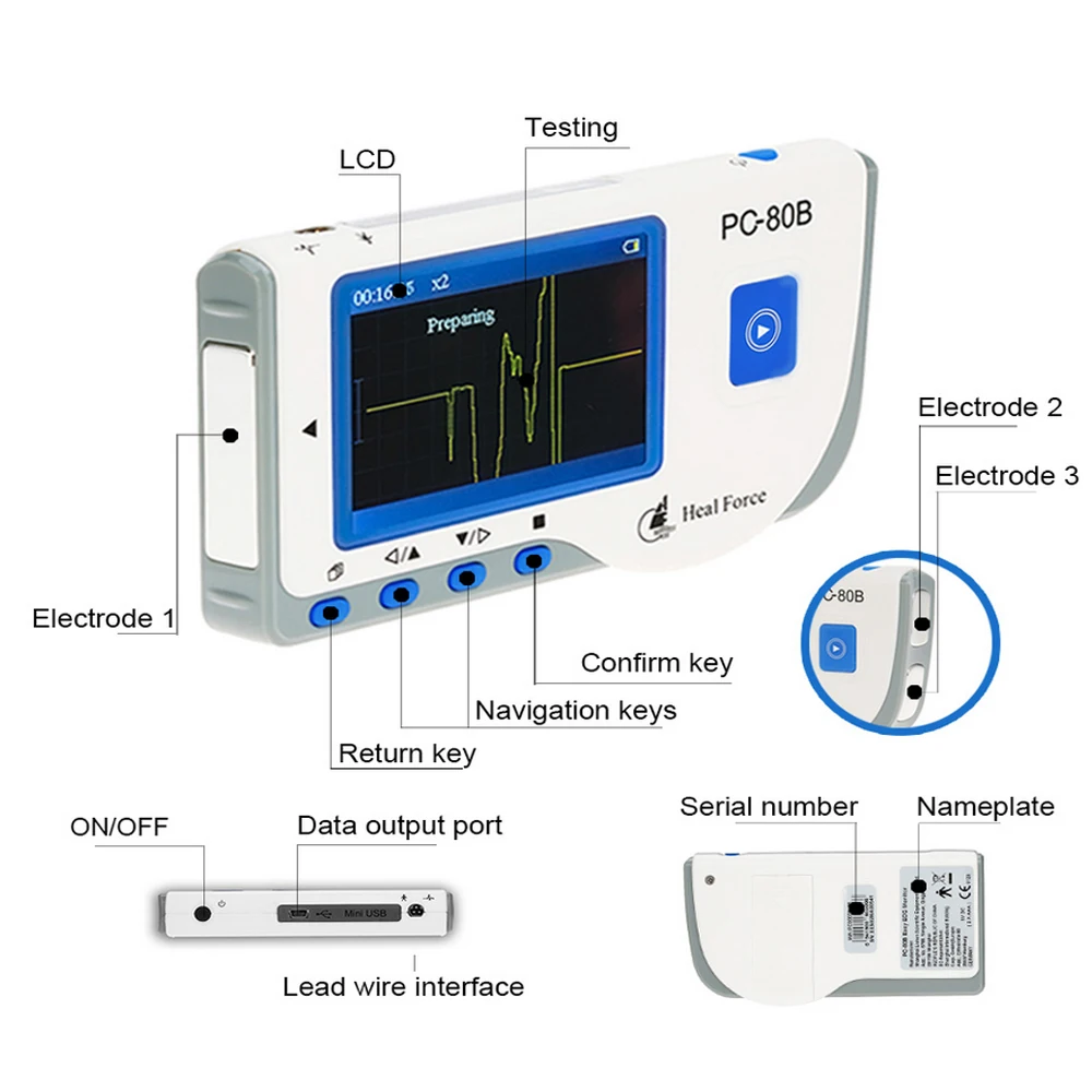 Heal Force PC-80B портативный бытовой ЭКГ монитор цветной экран CE& FDA УТВЕРЖДЕН