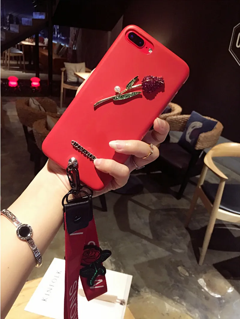 Byuoo Fashion Case with Rose Diy Handmade Silicone Cover for Huawei Honor 9 6x P9 Lite P10 nova 2 plus |