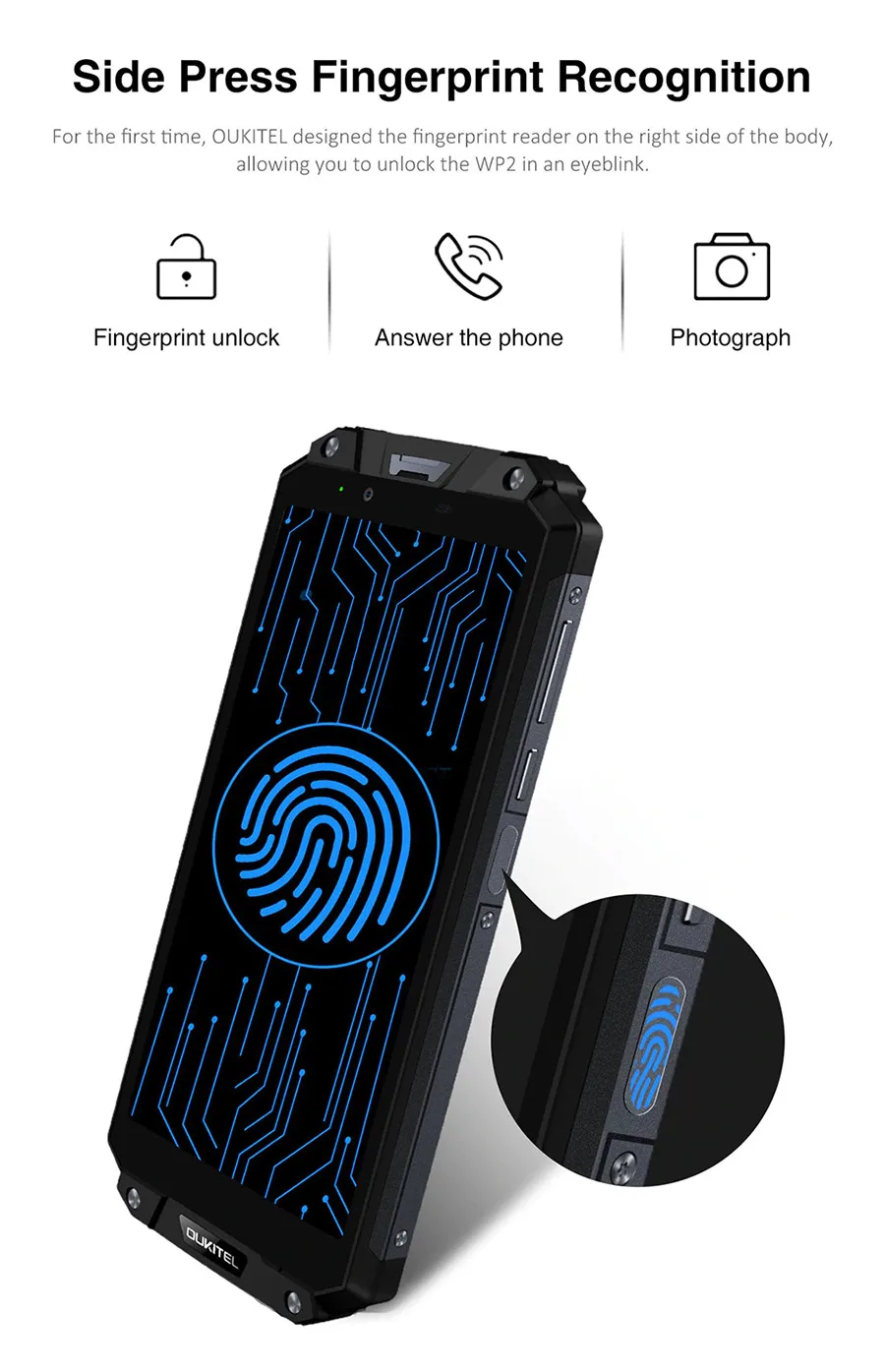 OUKITEL WP2 IP68 водонепроницаемый пылезащитный ударопрочный мобильный телефон 4 Гб 64 Гб MT6750T Восьмиядерный 6,0 18:9 10000 мАч сканер отпечатков пальцев NFC Смартфон
