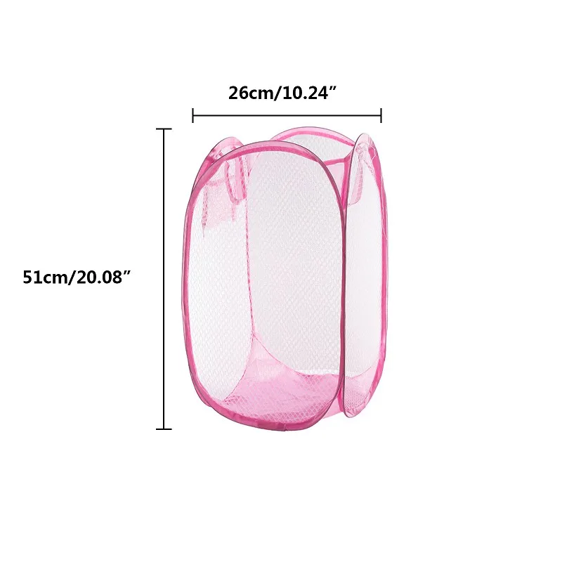 Pink 1 шт. складываемая корзина для нижнего белья раскрывающаяся сетка стиральная корзина для белья сумка корзина для хранения - Цвет: Pink