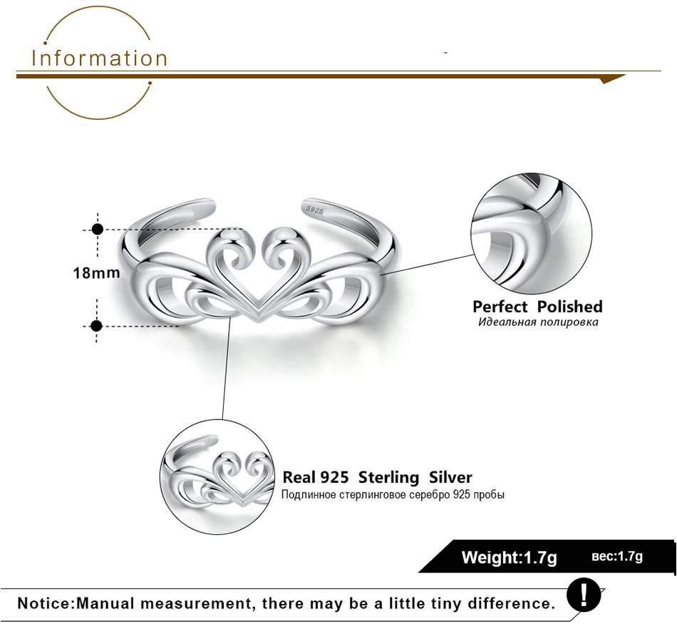 ORSA JEWELS, роскошное, Настоящее серебро 925 пробы, 18 мм, с выдолбленной короной, регулируемое кольцо, любовь, для женщин, для помолвки, вечерние, ювелирное изделие, подарок SR107