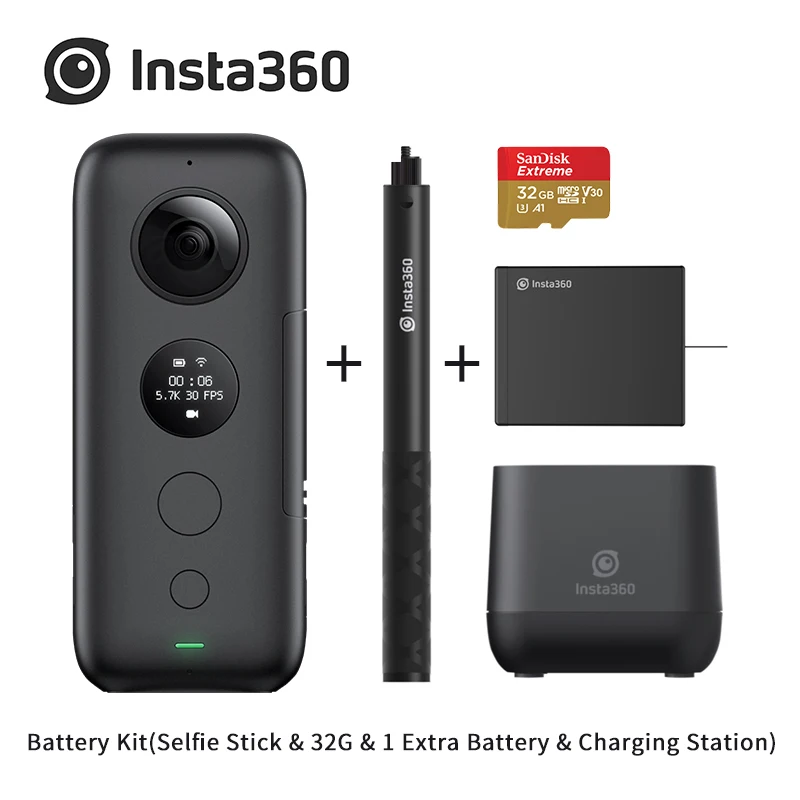 Battery Kit Insta360 ONE X 5,7 K Качество видео 360 градусов камера видео контроль время и перспектива с TimeShif Insta 360 One X - Цветной: Battery Kit