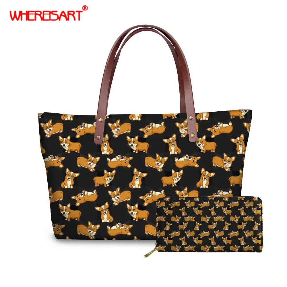 WHEREISART милый корги сумки для женщин 2019 повседневные женские Девушки неопреновый