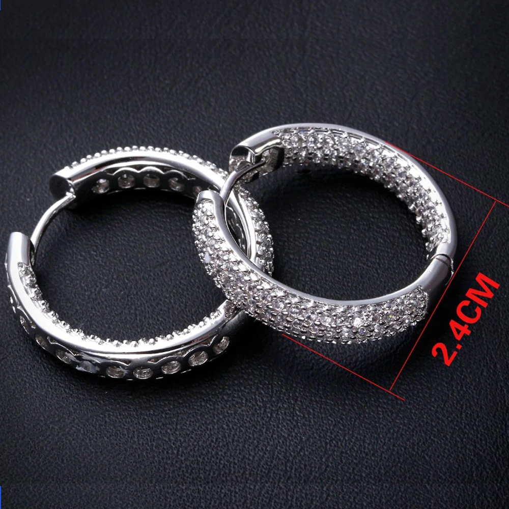 

24MM High fashion Hoop Earring crystal earrings for girl wedding party earring with AAA cz setting body jewelry Free shipment