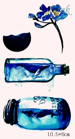 Водостойкие Стикеры картина цветная морская Дрифтинг бутылка татуировка