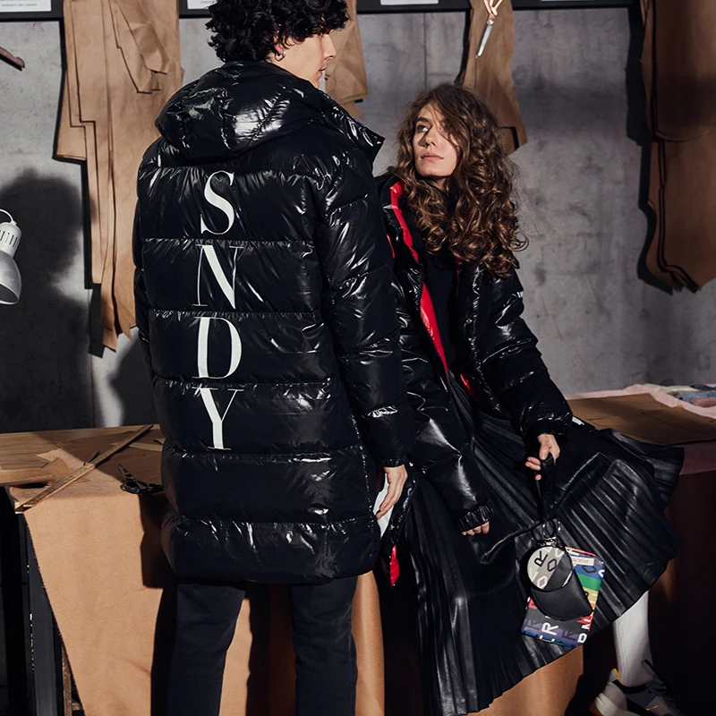 2018 New Winter Large Size Loose Warm Thicken Hooded Long Women Down Jacket Fashion Trendy Solid Couple Wear 90% Coat LF199 | Женская