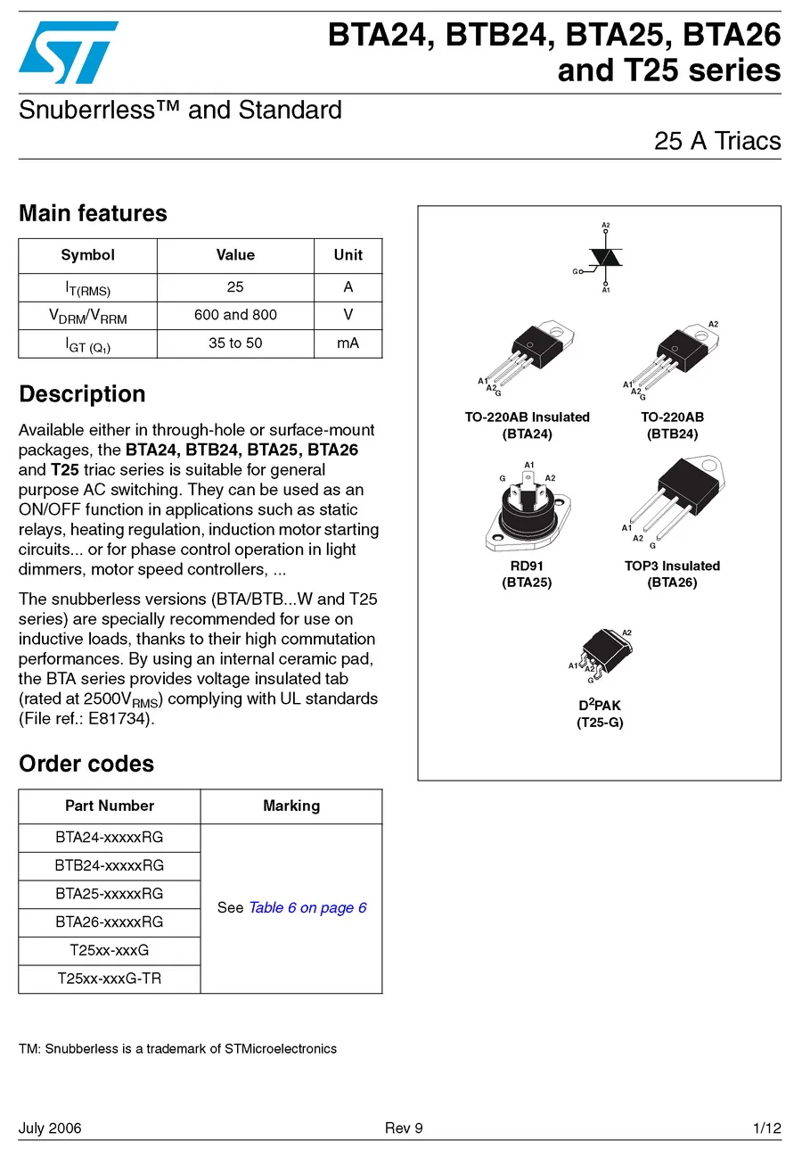 (2 шт./лот) 25A 600V Triacs BTA26600BRG BTA26600B тиристор.|thyristor 25a|triac thyristortriac 25a |