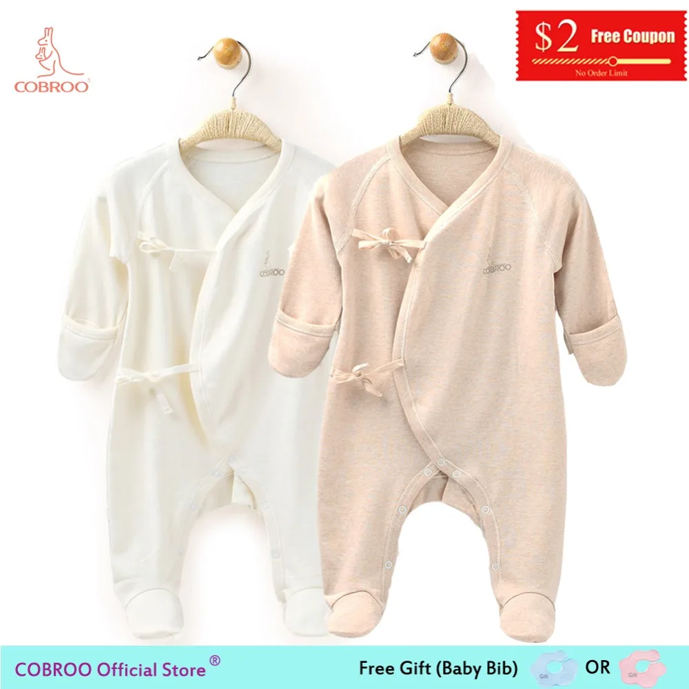COBROO Newborn Baby Girl Boy Underwear Footies Infant Jumpsuit with Mitten Clothes for 0-3 Months NY550014 | Детская одежда и