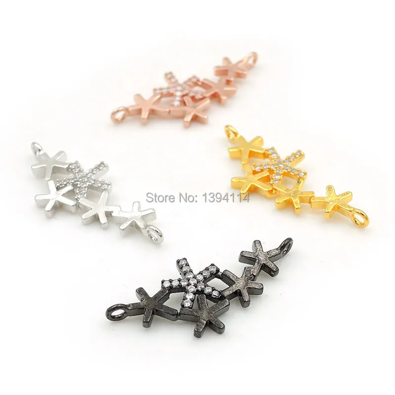 

27*11*2 мм микро паве четкий CZ комбинация 5 звезд разъем подходит для мужчин и женщин изготовление браслетов ювелирные изделия