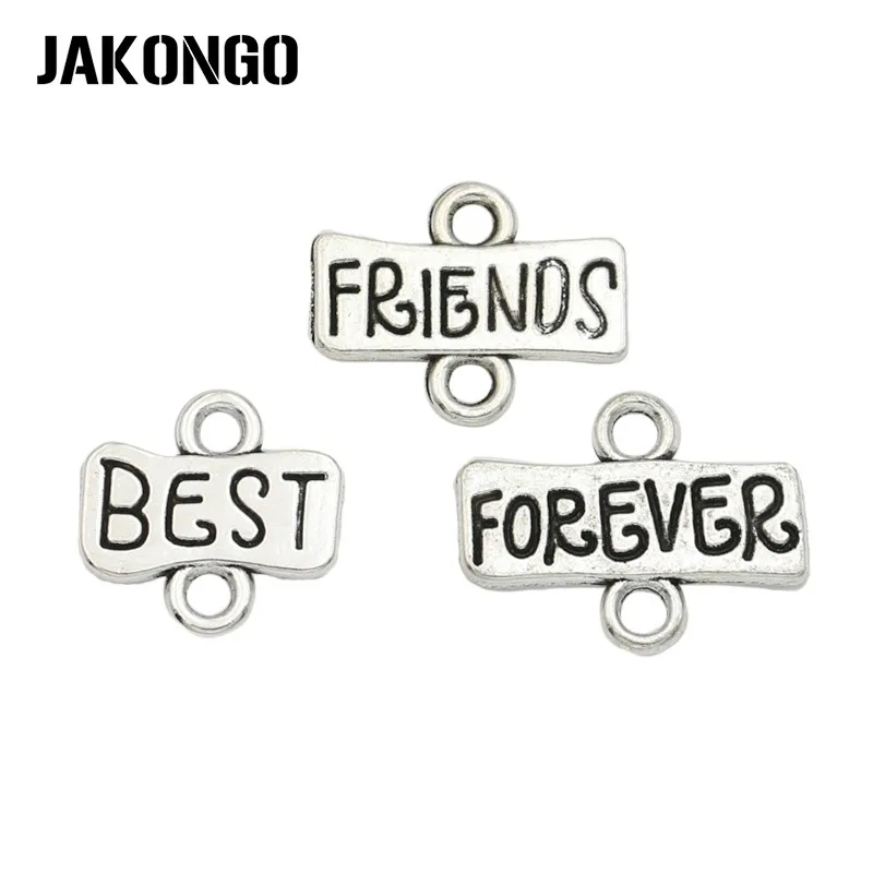 

JAKONGO античный посеребренный соединитель Best Friends Forever для изготовления ювелирных изделий, браслет, ожерелье, Аксессуары 13 мм, 15 шт./лот
