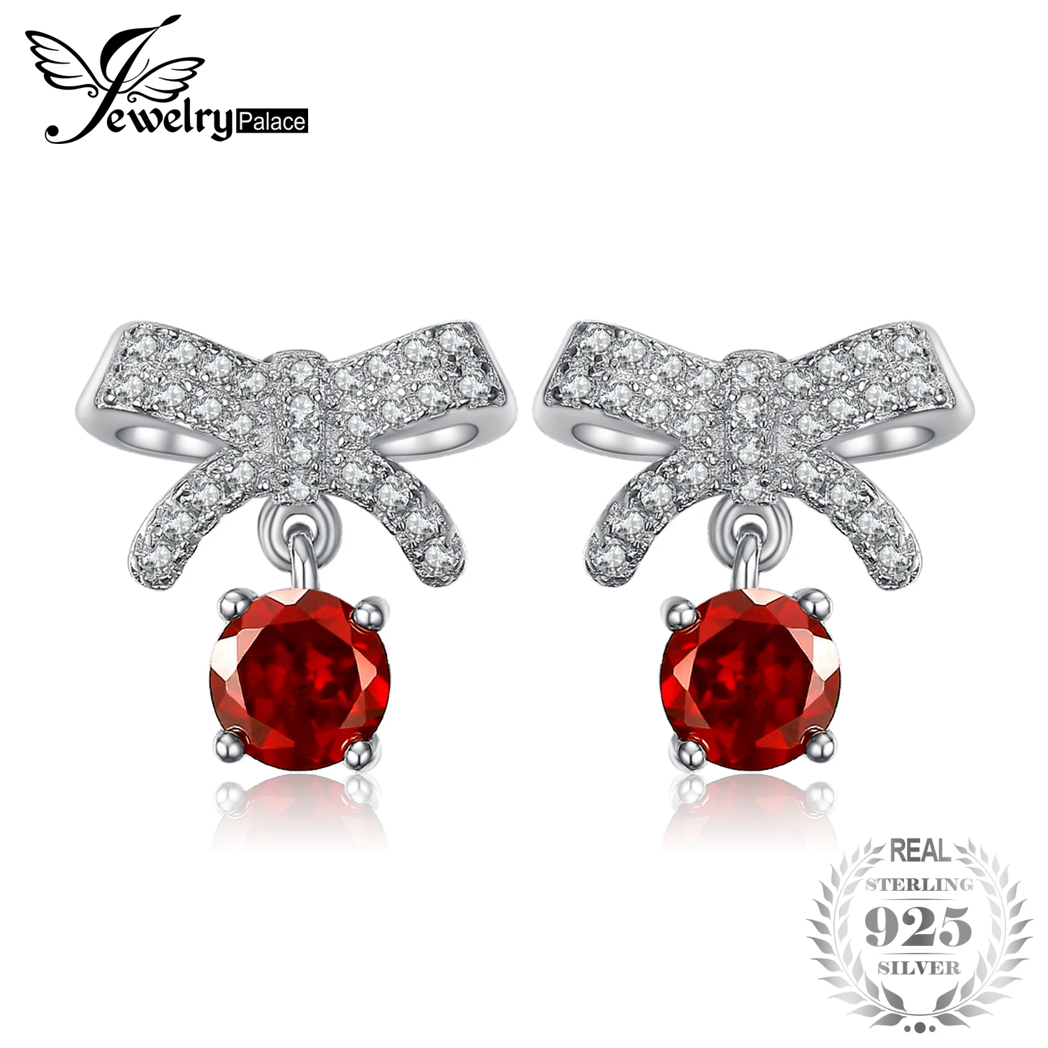 JewelryPalace проложить бантом 1ct Подлинная Гранат мотаться серьги серебро 925 ювелирные