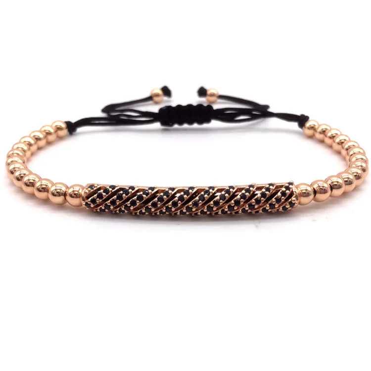 3 NAIQUBE Hot Brand New Trendy Braided Bracelets& Bangles CZ Long Tubes&4MM Copper Beads Macrame Jewelry For Men - Окраска металла: 3