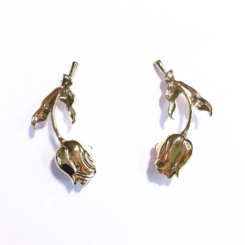 Модные 1 пара золотого цвета розы из металла каффы в стиле панк Рок цветок клип на