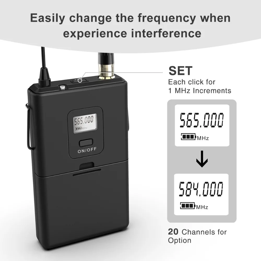 FIFINE 20-Channel UHF1/4 дюйма выход петличный и гарнитура микрофон передатчик для камеры встречи обучение речи руки бесплатно 037B
