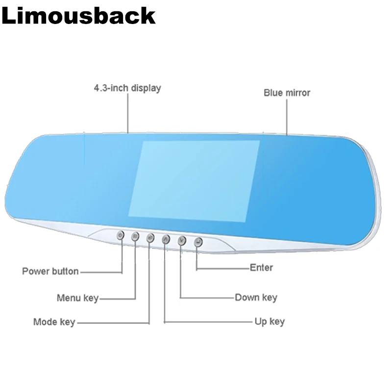 Автомобильный видеорегистратор Limousback FHD 1080P 4 3 дюйма зеркало заднего вида с