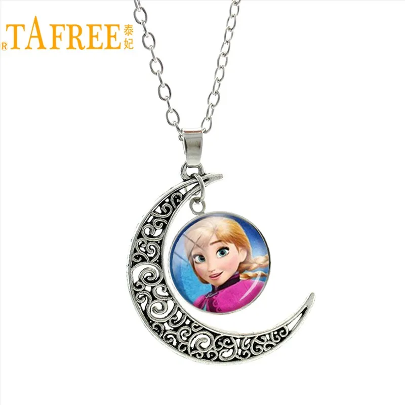 ES132 TAFREE серебро Цвет Moon Европейское ожерелье Стиль Снежная Королева Эльза Анна подвеска принцессы Шарм для Сестра девушки мультфильм подарок ES127 - Окраска металла: ES132
