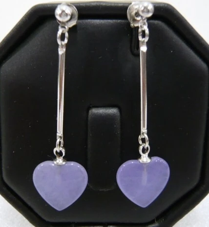 

wholesale noble ladies purple heart Natural jade earring fashion jewelry