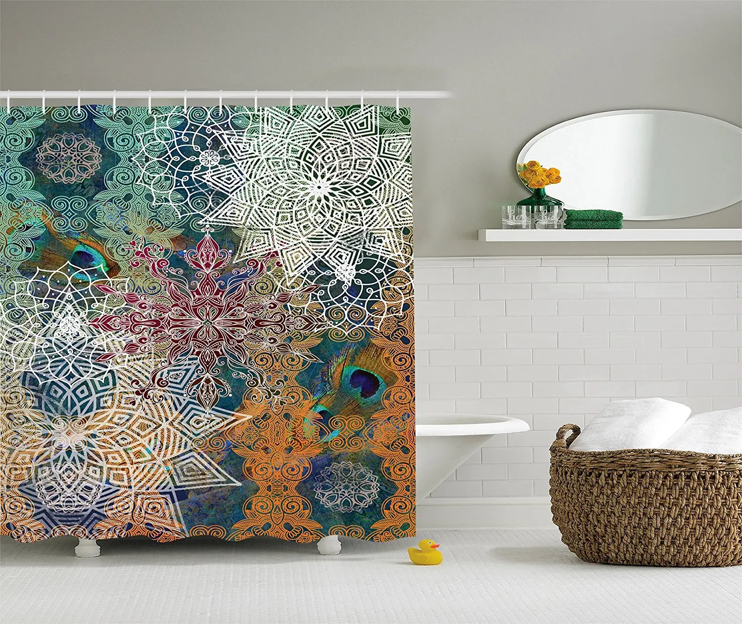 Богемные занавески для душа Бохо декор в Стиле Йоги натуральное павлинье перо