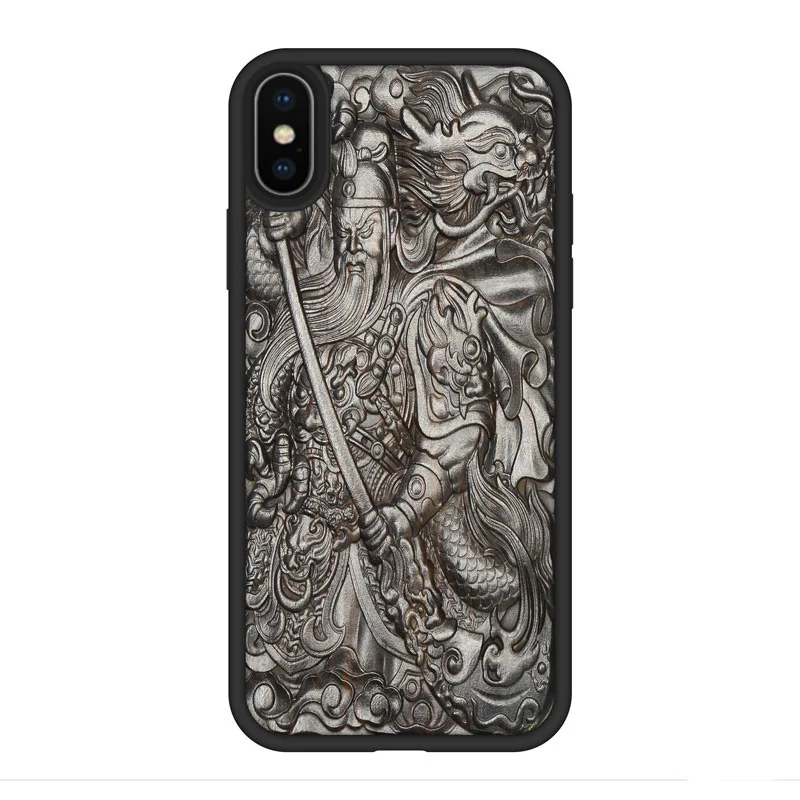 Чехол для iPhone XR X XS Max черное дерево 3D стерео тиснение резная деревянная Задняя накладка чехла из ТПУ для iPhone 6 6s 7 8 plus - Color: color 1