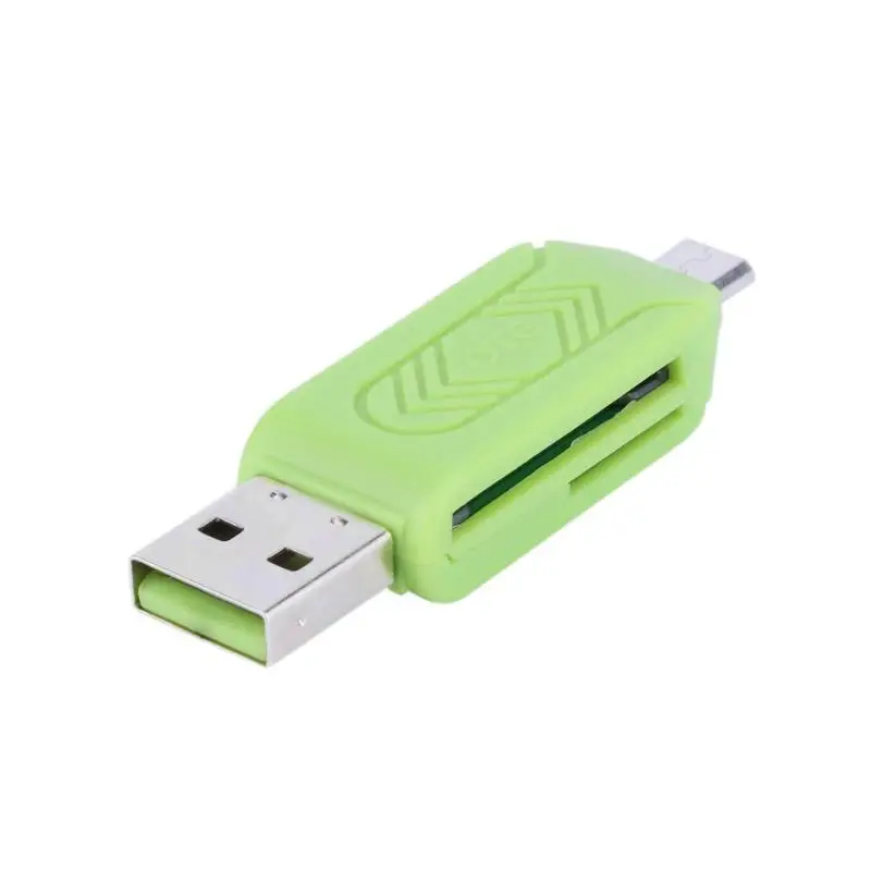 USB2.0 микро USB OTG кард-ридер для TF карты памяти SD карту Memery адаптер для мобильного телефона/планшета ноутбук Тетрадь высокое качество мобильное устройство считывания карт - Цвет: Зеленый