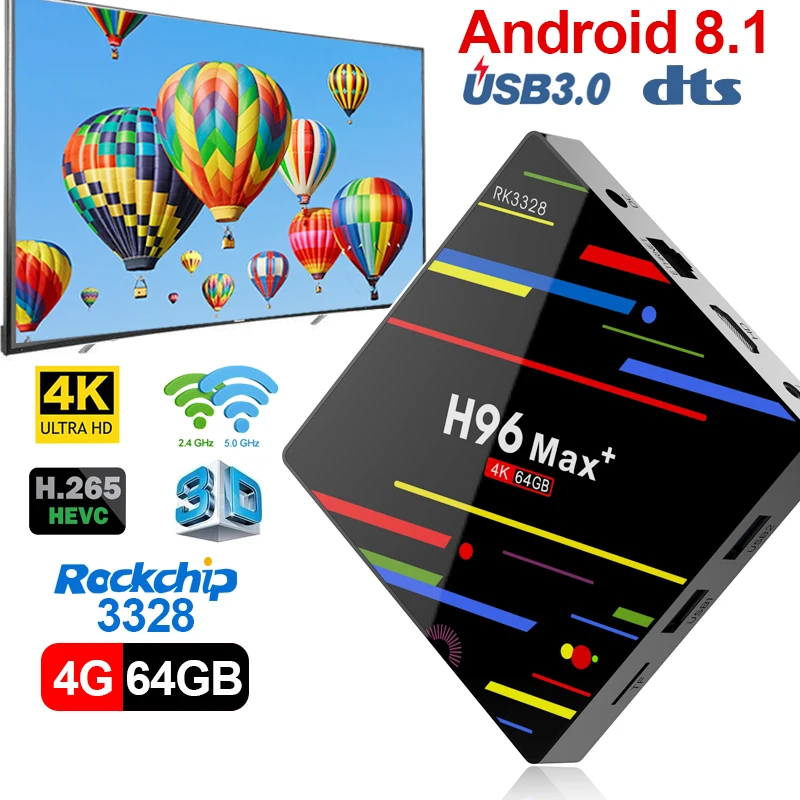 ТВ caja Android 8 1 con Control de voz RK3328 Четырехъядерный 4G + 64G 4 K двойной WiFi BT4.0 medios H.265 Iptv Tv