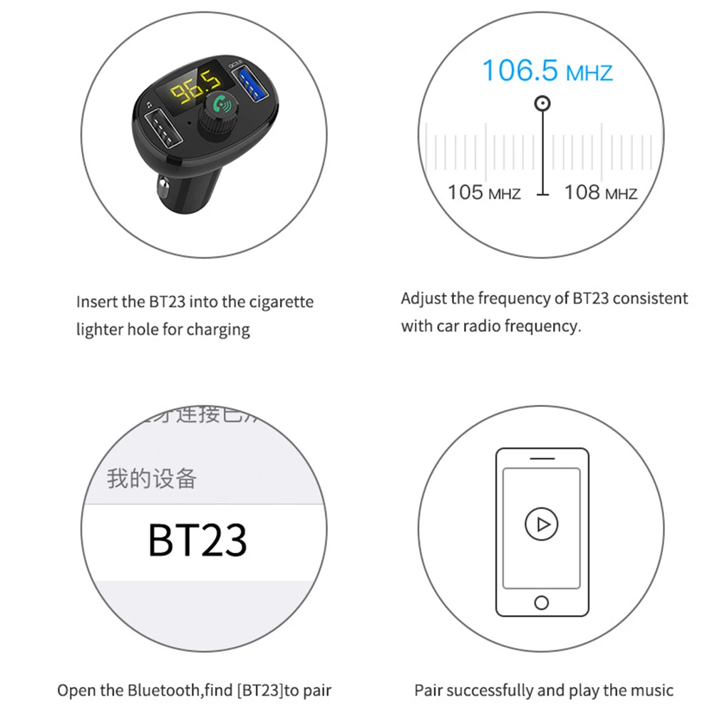 Универсальный беспроводной Bluetooth 4,2 Авто USB зарядное устройство FM модулятор передатчик Радио адаптер Handsfree MP3 плеер
