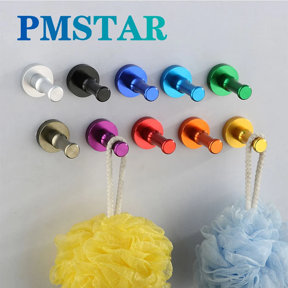 PMSTAR 1 шт. красочные крючки Алюминий настенные для одежды кухни ванные полотенца