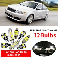 12pc white canbus car led light bulbs interior package kit for 2001 2002 2003 2004 audi a4 b6 8e led map dome license plate lamp