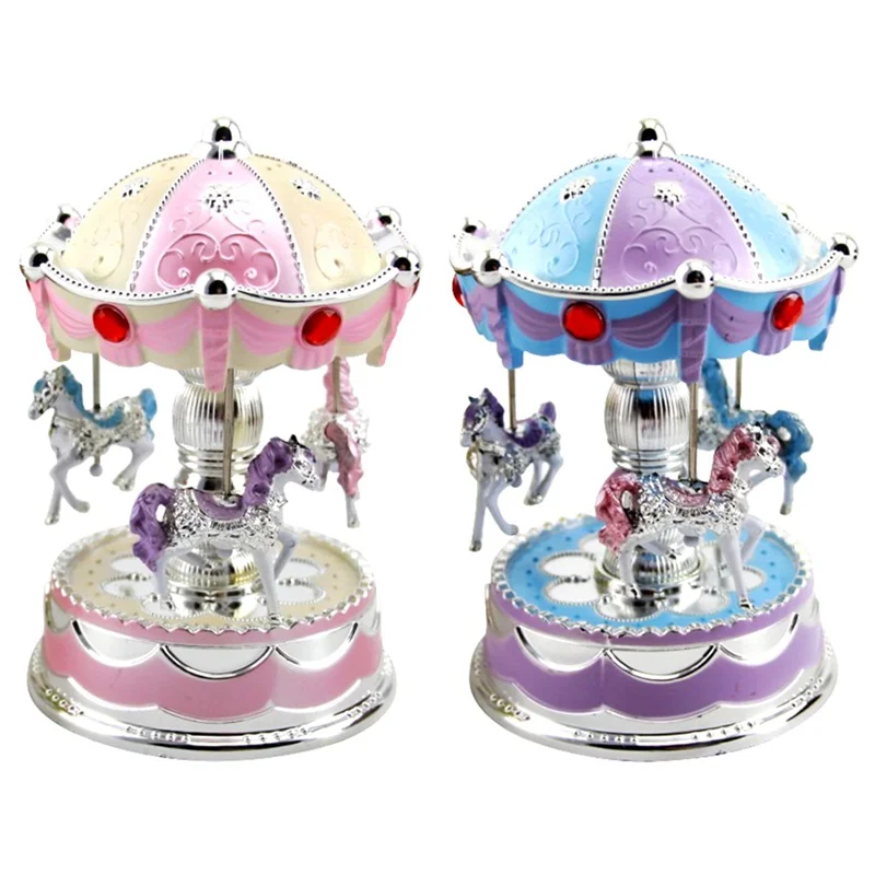 Модная детская музыкальная шкатулка в виде карусели с красочными огнями Детская