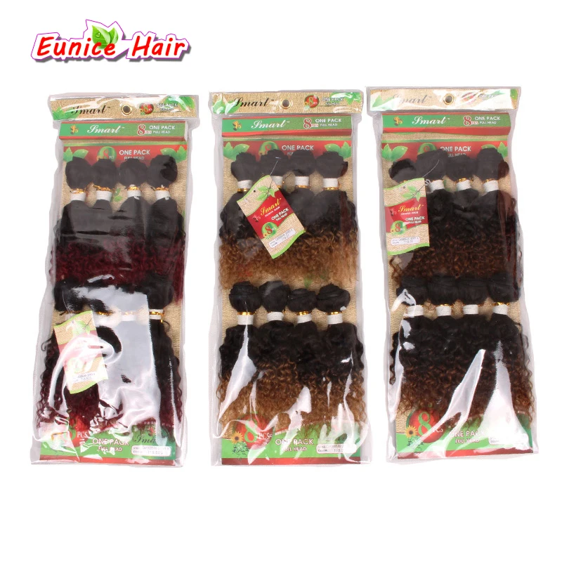 

8pcs/lot unprocessed virgin afro kinky curly hair brazilian hair weave short ombre Bug Jerry Curly hair weft 8inch curly hair