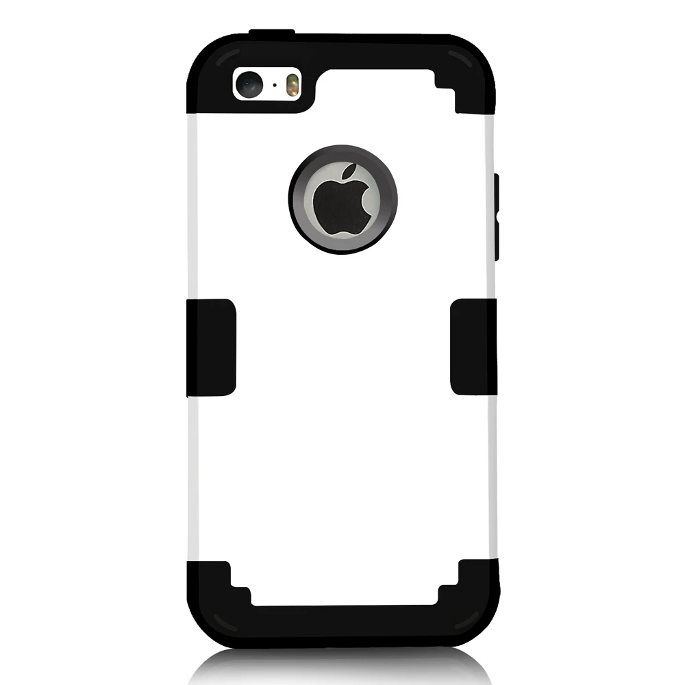 White and Black Чехол для iPhone 5S, противоударный защитный чехол, гибридный жесткий резиновый защитный чехол для телефона s для iPhone, прошитая/экранная пленка - Цвет: White and Black