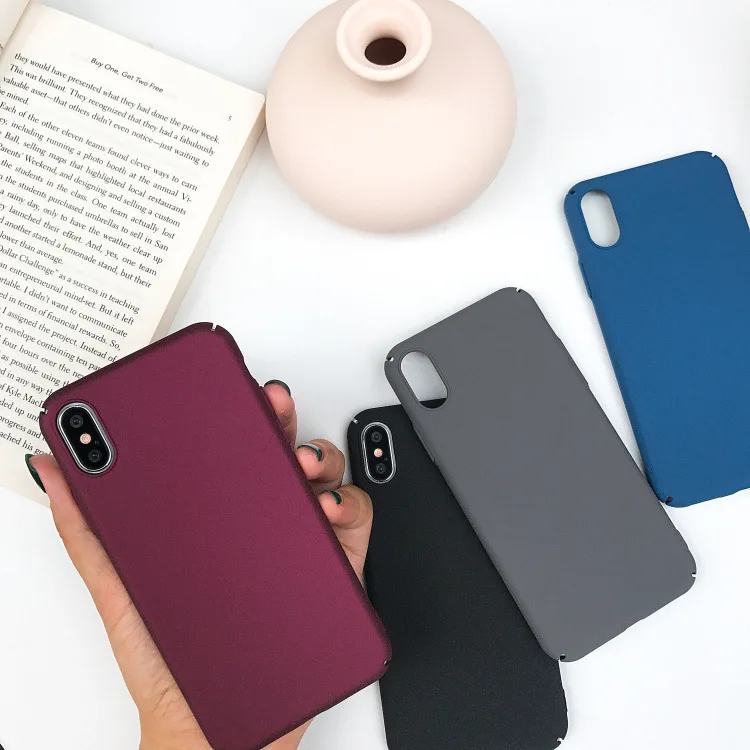 Retro Solid Color Simple Phone case For iPhone X 6 Puls 6S 7 8 Cases Rock sand matte texture Wine Red Black Blue Gray |