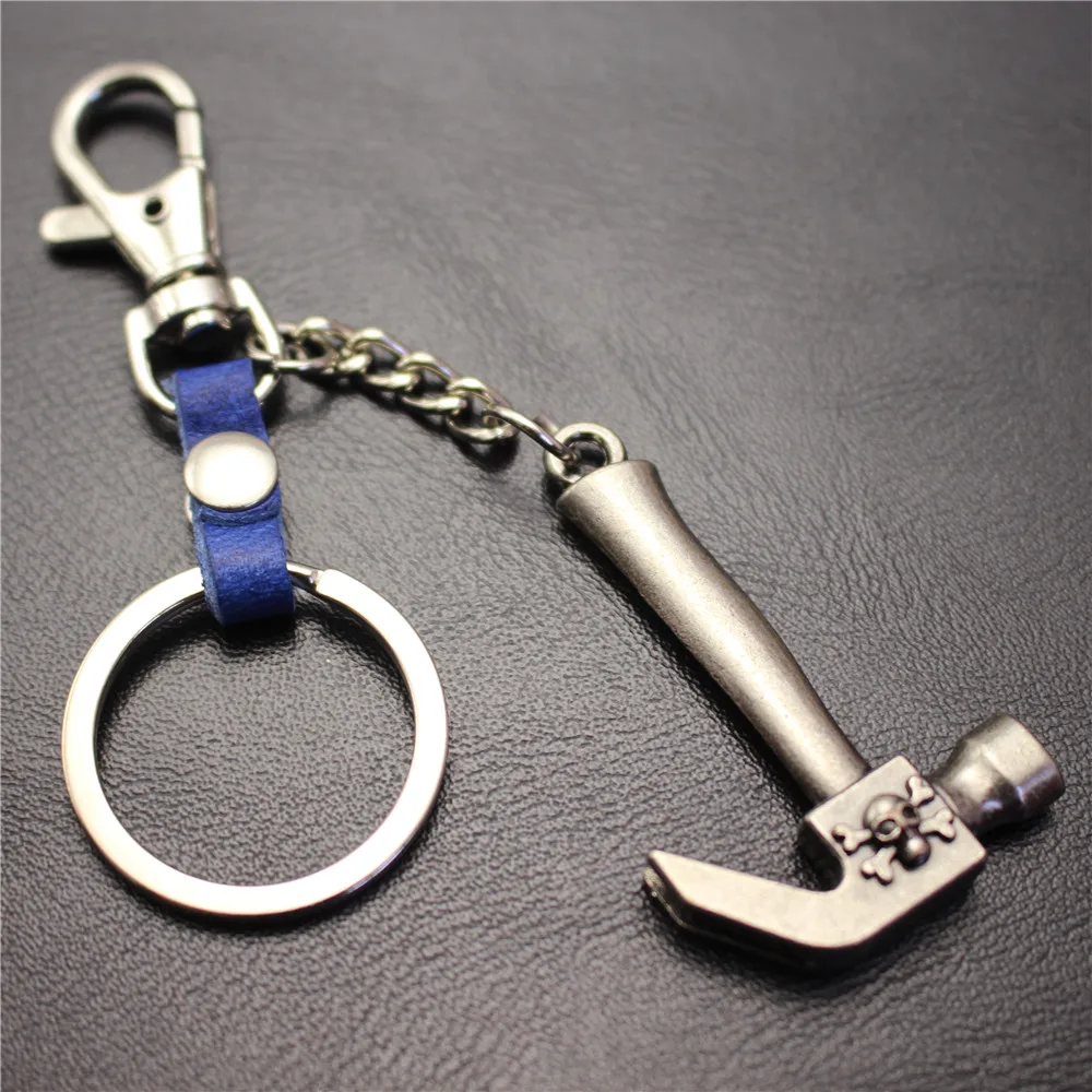 Vintage Ancient Silver Hammer Of The Pirate Symbol Keychain Leather Key Chain Car Holder Keyring Bag Hang Charms Pendant | Украшения и