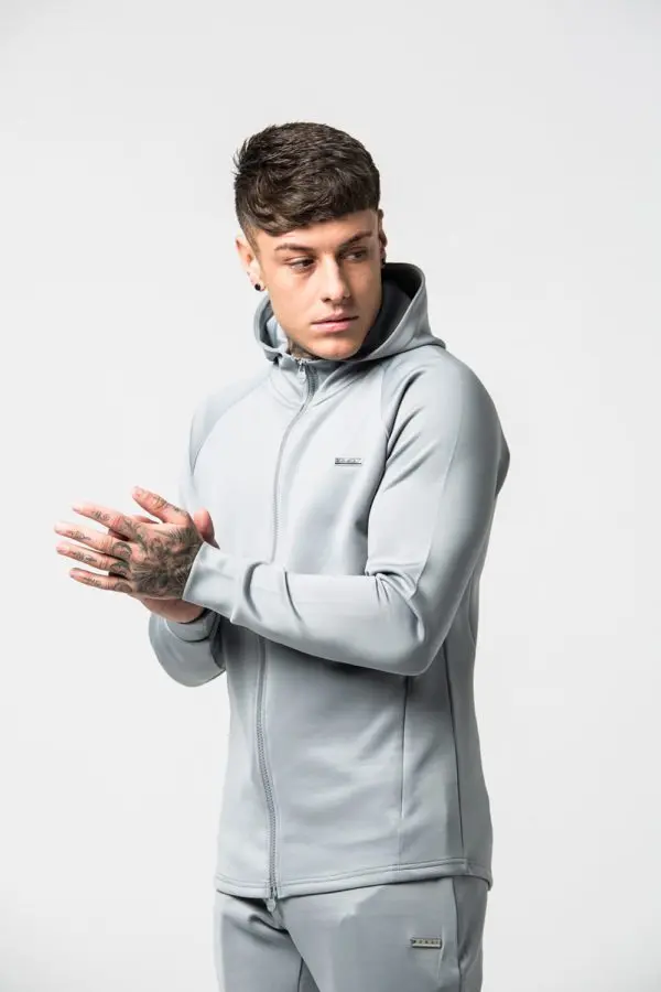 grey jacket Весенняя Мужская спортивная одежда, спортивный костюм, куртка с капюшоном, толстовка+ штаны, мужские беговые штаны, Повседневная тренировочная одежда, комплект для упражнений, спортивный костюм - Цвет: grey jacket