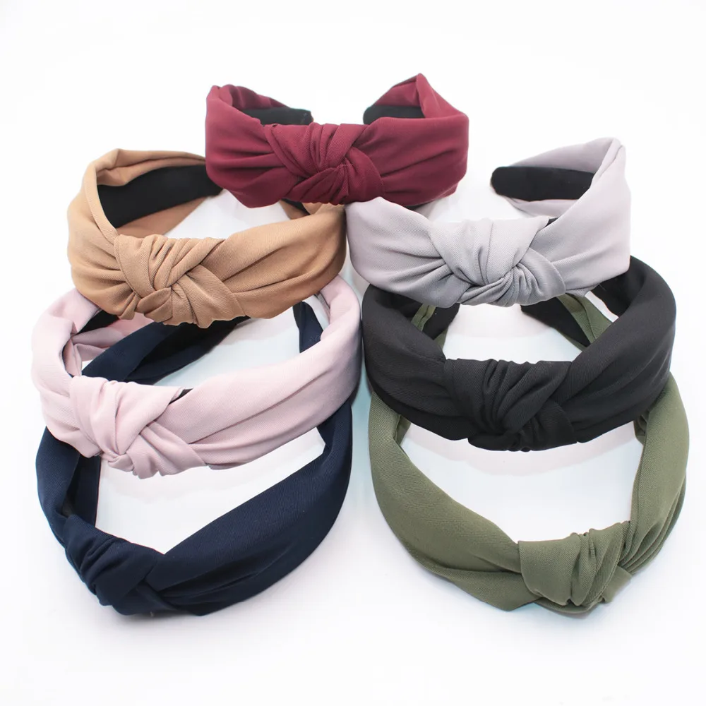 

Fashion Solid Soft Bow Knotted Headband Hairband For Women Lady High Quality Bow Hair Hoop Girl Hair Accessories Headwear