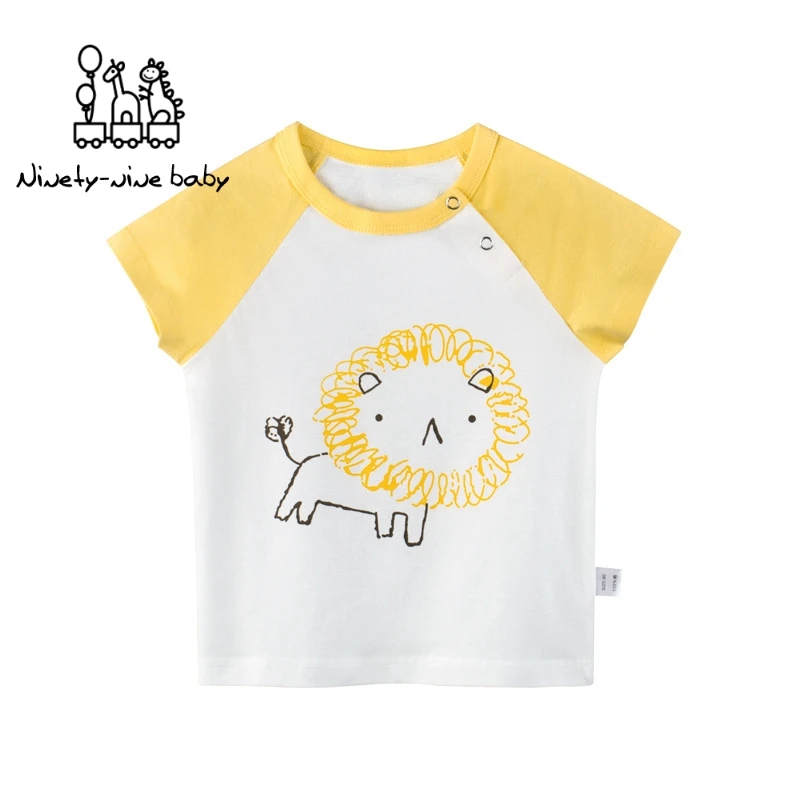 

New summer kids T-shirt boys and girls double-breasted cotton cartoon fashion children's T-shirt unisex