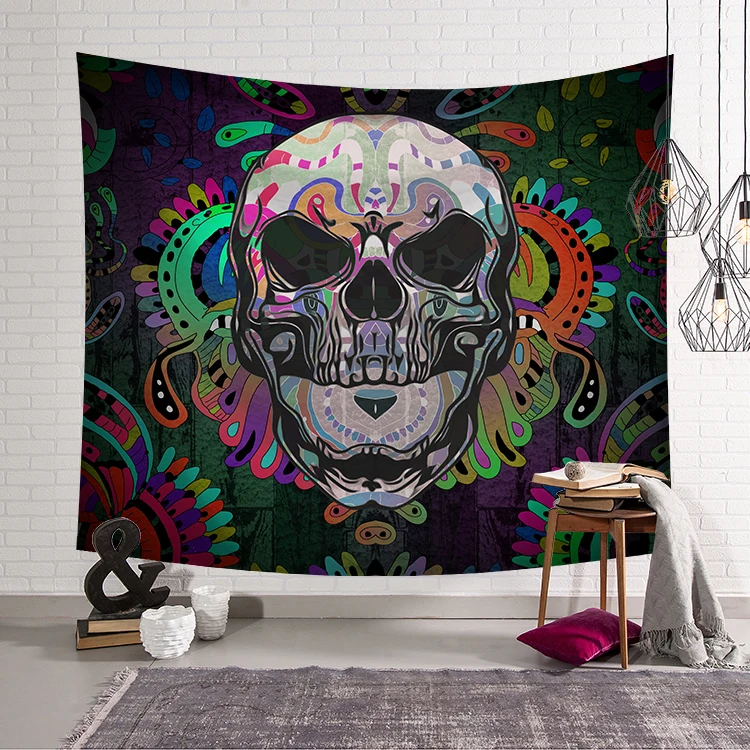 Fashion Mandala Skull Tapestry Wall Hanging Moon Phase Change Tapestries Bedroom Decor | Дом и сад