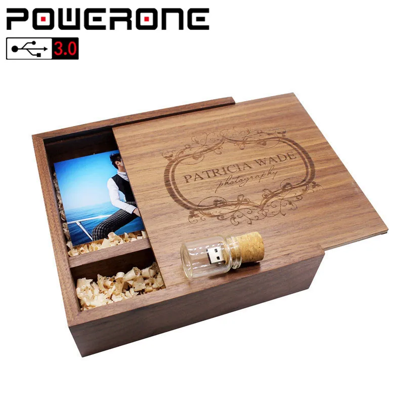Powerone USB 3,0 205*205*60 мм, фотоальбом деревянный USB+ коробка usb флэш-накопитель Флешка 8 ГБ 16 ГБ 32 ГБ 64 Гб Пользовательский логотип фотография подарок