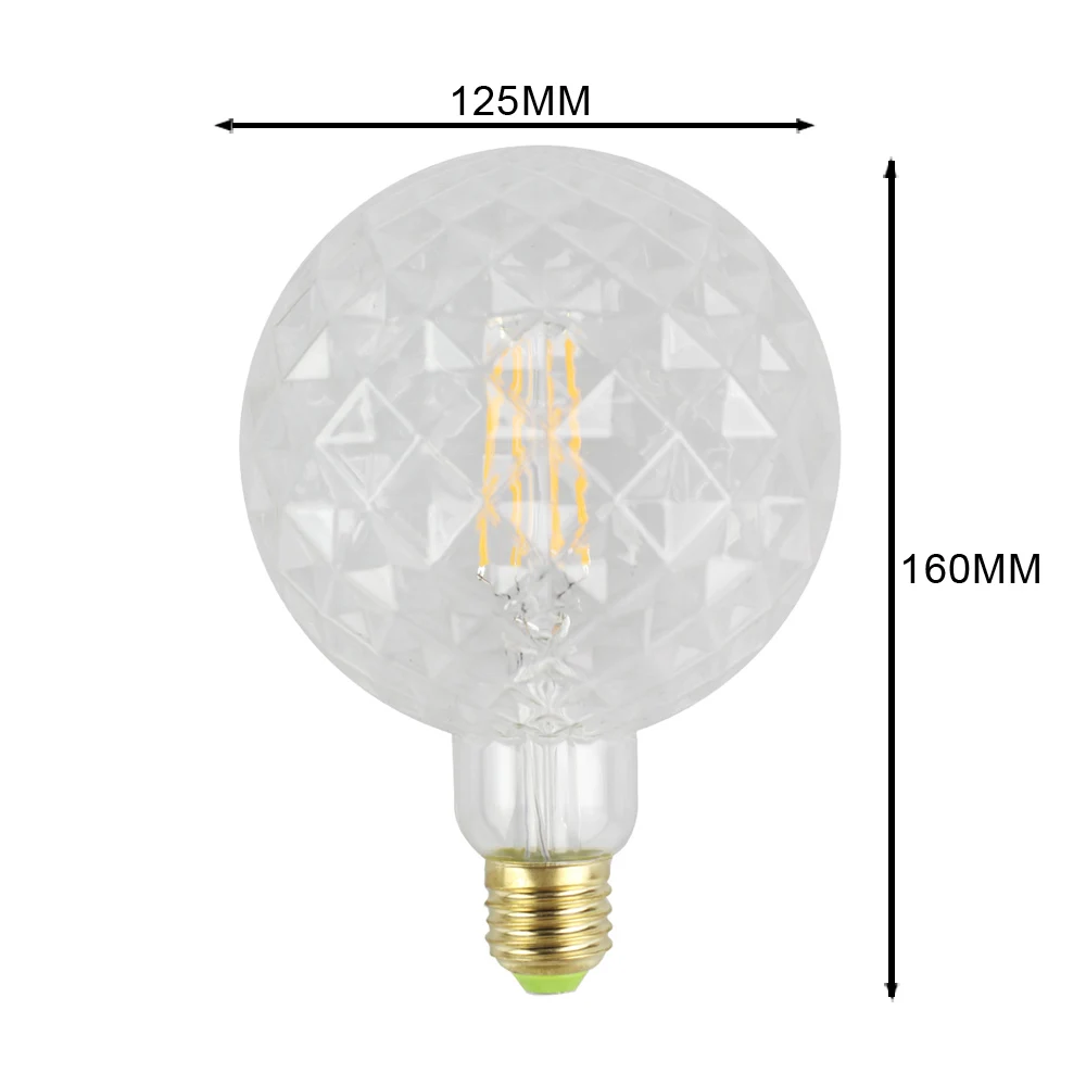 Tianfan G125 большой шар Винтаж светодиодные лампы 4 Вт Edison светодиодная лампа, лампы накаливания декоративная лампа накаливания теплый белый 220/240 V E27 с украшением в виде кристаллов