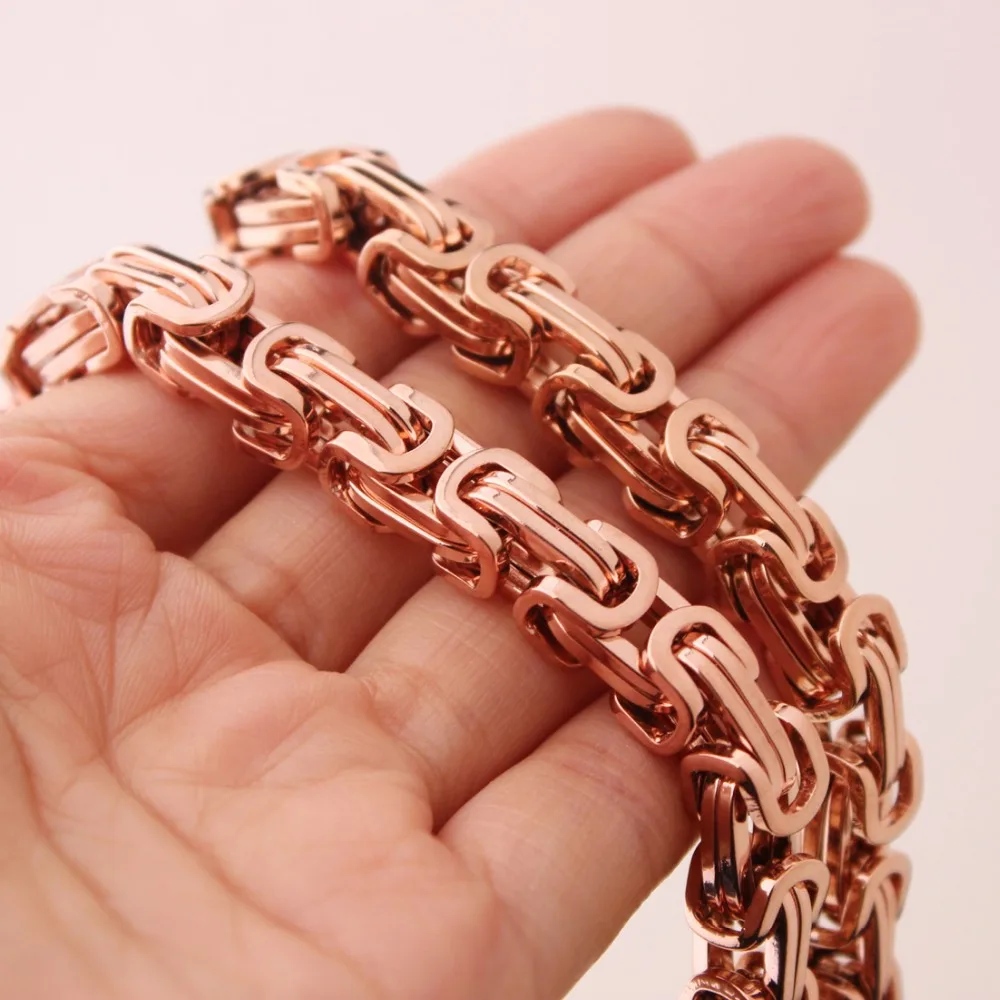 4/6/8mm Rose Gold Tone Box Chain Byzantine Necklace Mens Stainless Steel Wholesale Price Jewelry | Украшения и аксессуары