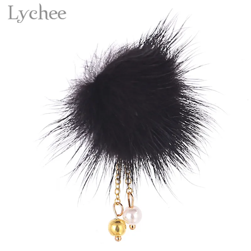 Lychee Модный меховой шар кисточки ногтей магнит женский брелки Kawaii помпон пушистые