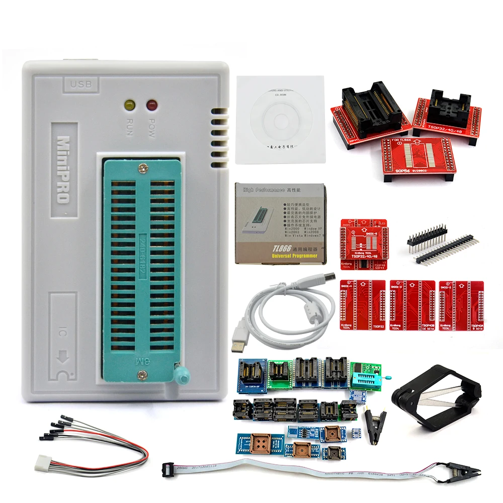 Оригинальный Новый V8.51 TL866II Plus Универсальный программатор Minipro + 28 адаптеров