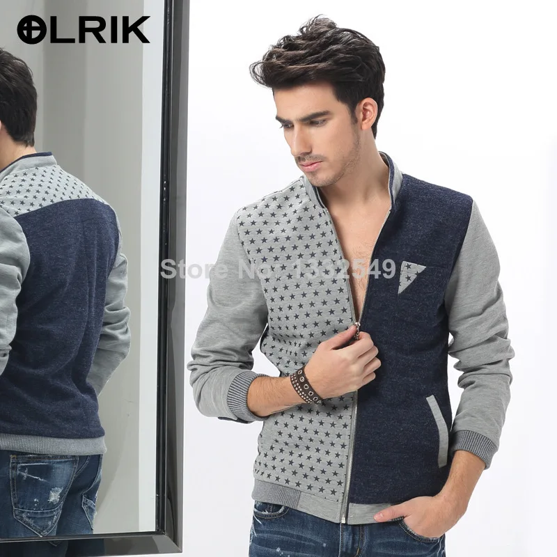 2014 autumn and winter fashion men's T-shirt printing men jacket slim Outerwear cotton coat free shopping | Мужская одежда