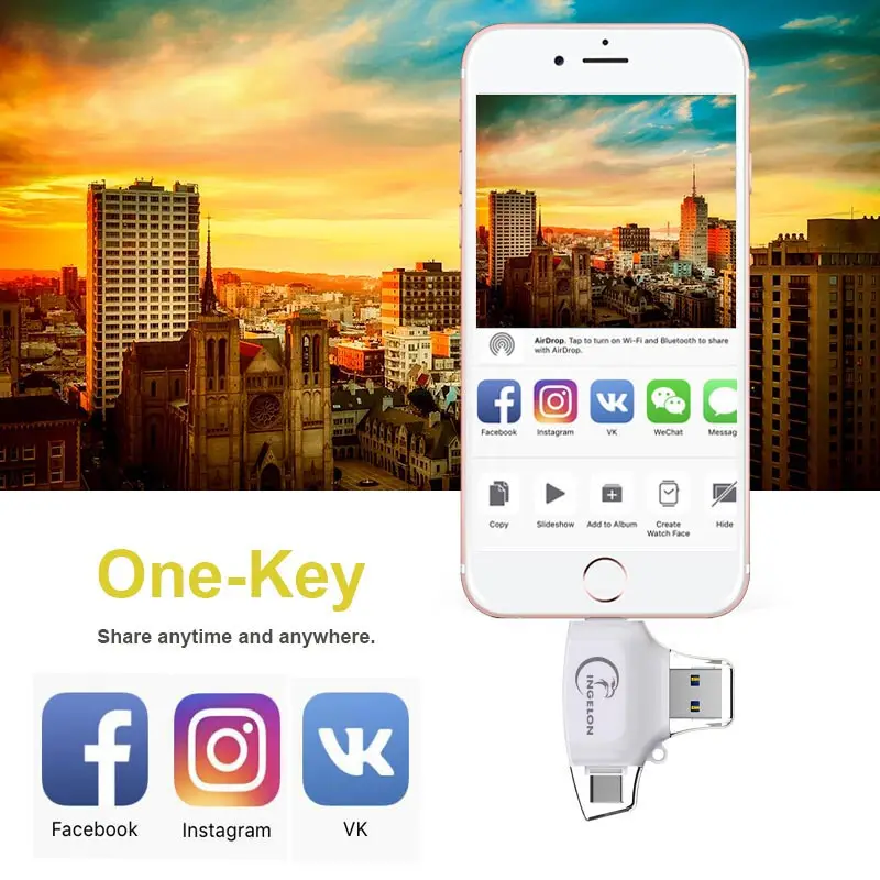 INGELON кард-ридер SD/Micro SD TF OTG Смарт-карта памяти адаптер для iPhone iPad MacBook air Ноутбук кардридер адаптер usb