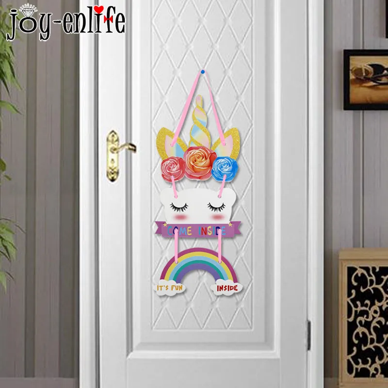 Уникальный мультфильм DIY Единорог двери настенные подвесные рождественские