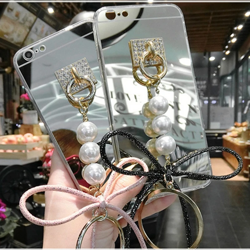 HOCAYU Cheap Mirror Anti Gravity Cases for Iphone 5 5s Se 6 6s 6plus 7 7plus 8 8plus Bowknot Crystal Buckle Soft TPU Back Cover |