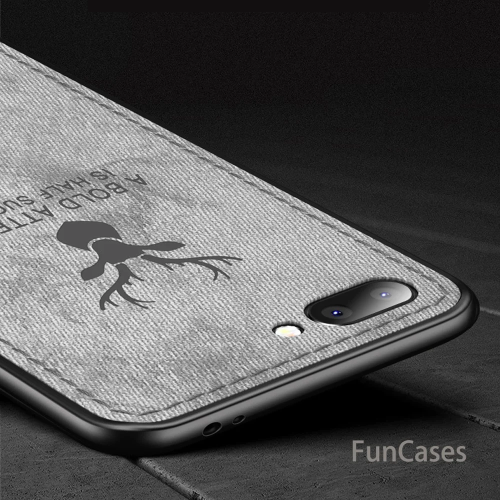 For Xiaomi Mi 8 Lite Case Retro Cloth Skin Deer Pattern Shockproof Cover A2 A1 Fabric Soft TPU Hard (E1213) | Мобильные телефоны и