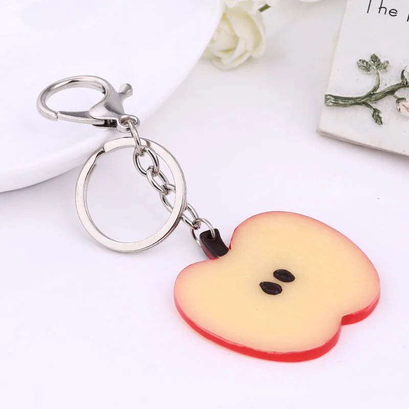 Red apple LNRRABC Горячие корейские милые фруктовые Брелоки для ключей яблоко арбуз, киви брелок для женщин сосна яблоко оранжевая сумка Подвеска - Цвет: Red apple