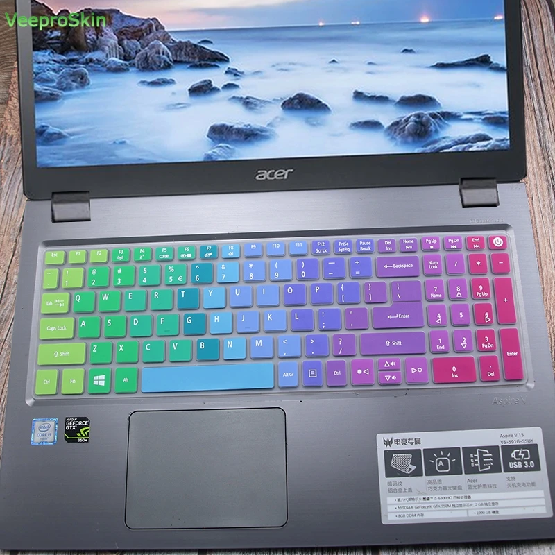 rainbow Для acer Aspire 7 A715-72G a715-71g A715 72G 71 г A315-21/31/32/51/53 A515 A615 15,6 дюйма Клавиатура силиконовый чехол - Цвет: rainbow